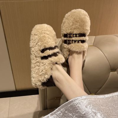 4cm厚底乐福鞋皮带扣踩脚跟拖鞋