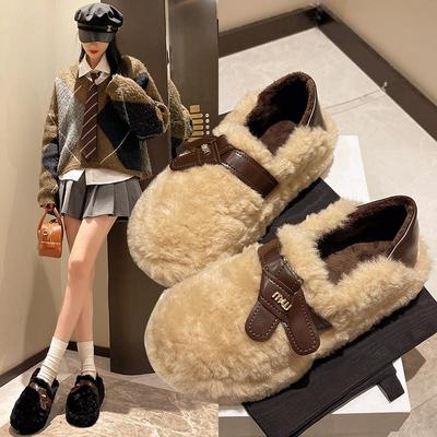 网红爆款毛毛鞋厚底百搭一脚蹬