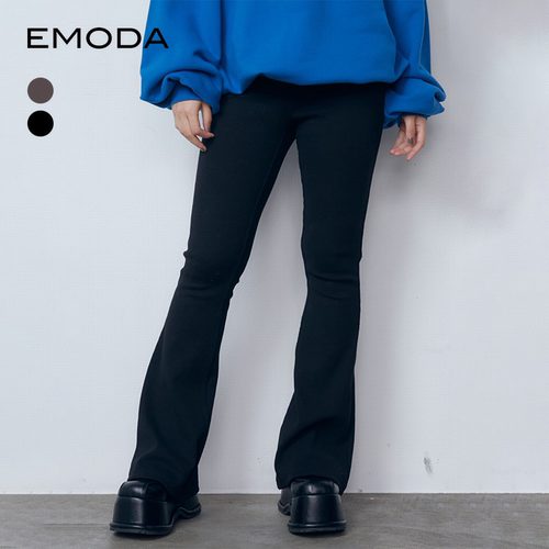 EMODA2024秋季小众独立设计高腰紧身针织微喇裤女0424507501