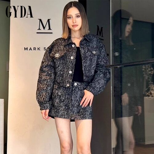 GYDA2024冬季新品长袖小众风仿牛仔花纹提花短夹克女士0725101213 - 封面