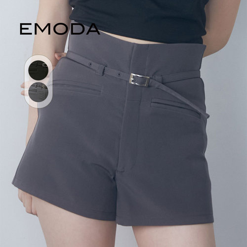 EMODA2024夏季显瘦潮流时尚瘦身设计高腰细带短裤女士0424307003