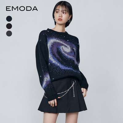 EMODA2024冬季新品时尚设计百搭通勤星云提花针织上衣0425126300