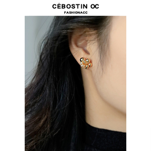 【Cebostinoc】高级感烟花设计耳环小众简约花型耳钉甜酷金属耳饰