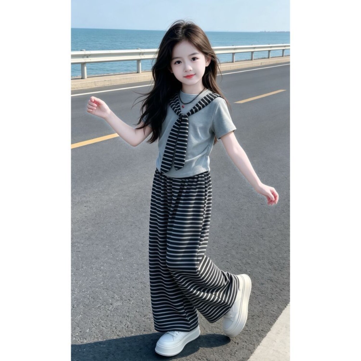 2026新款女童套装条纹童趣显瘦