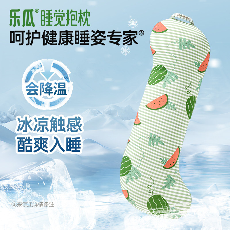 乐瓜冰丝凉感睡觉抱枕夹腿侧睡女生专用大人夏季长条可拆洗冰西瓜