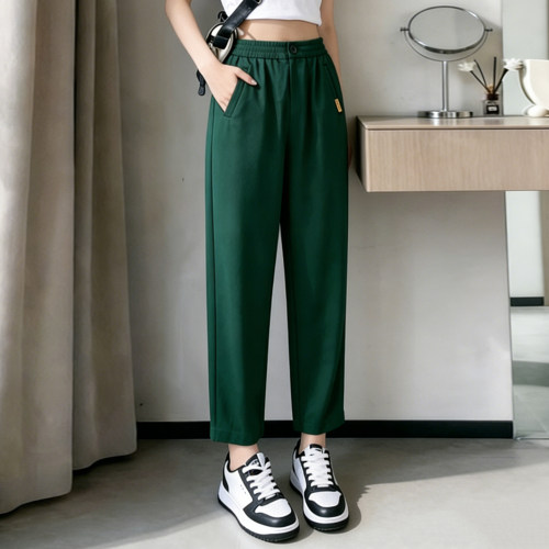 夏季薄款高腰显瘦遮胯九分裤