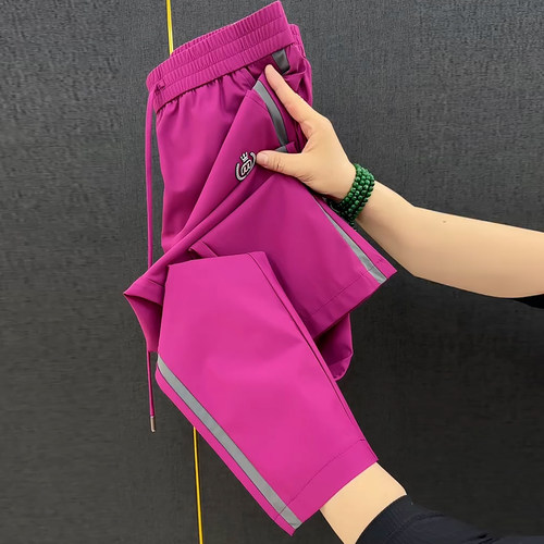 夏季速干松紧腰九分休闲运动裤女