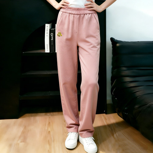 夏季薄款高腰直筒垂感粉色休闲裤