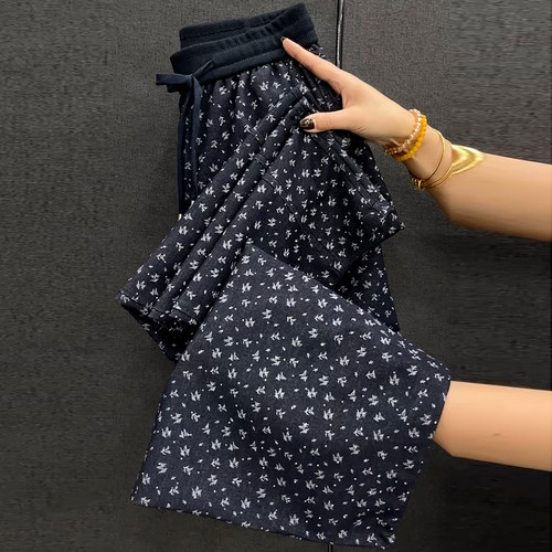 夏季薄款高腰显瘦九分阔腿裤女