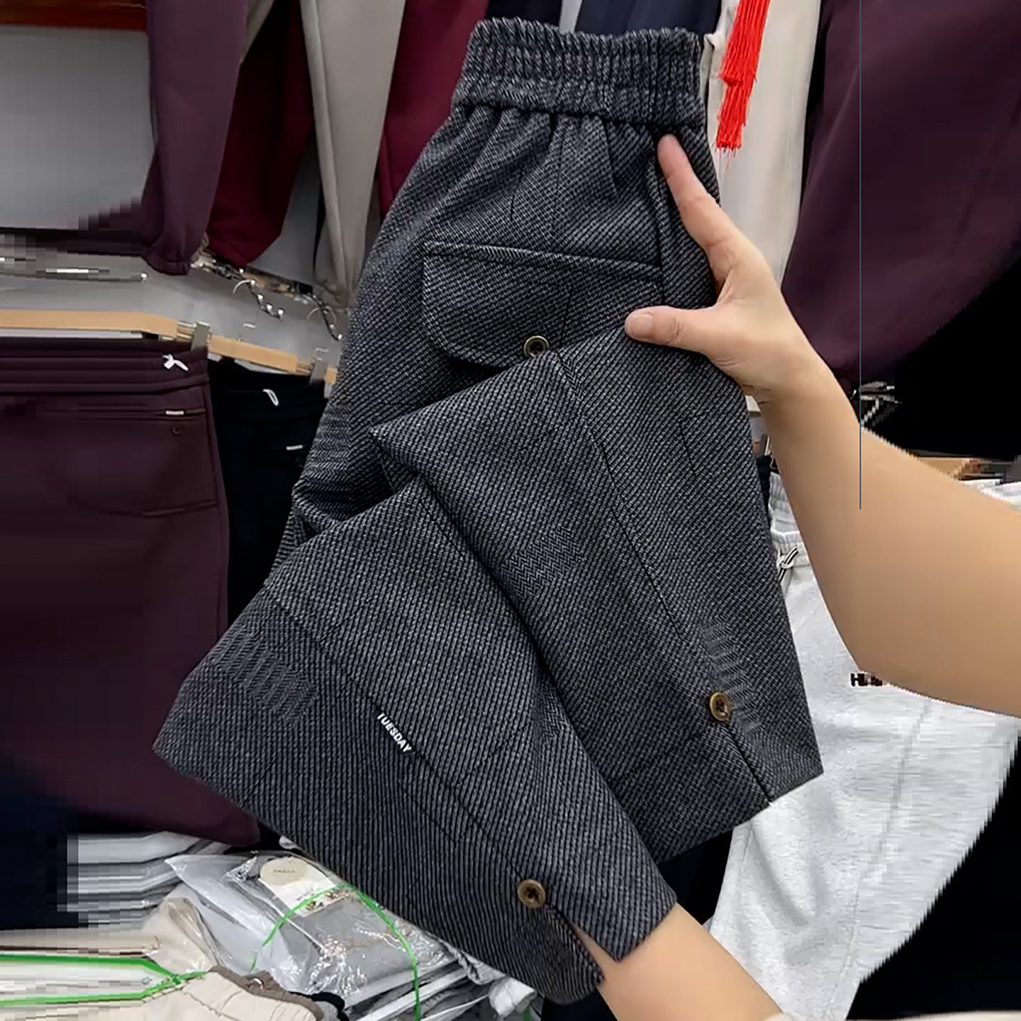 灰色格子小开叉萝卜裤女2026春季新款小个子气质显瘦精致九分裤,女装/女士精品,大码裤装,淘宝优惠券,粉丝福利购,淘宝优惠卷