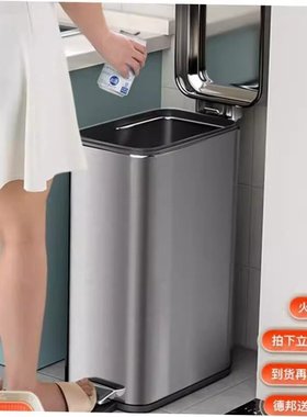 Stainless steel trash can kitchen large deodorant refuse bin