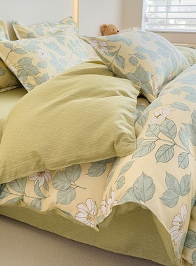 Four piece set of cotton bed sheets, duvet covers bedding