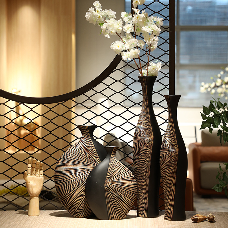 Retro light luxury vertical vase decoration room dry flower