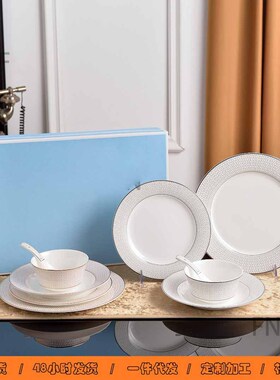 European bone china steak plates tableware set bowl spoon