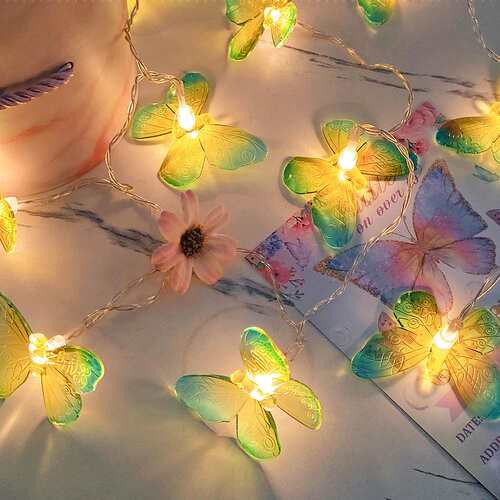 Solar LED Dragonfly Butterfly usb String Lights Garden Deco