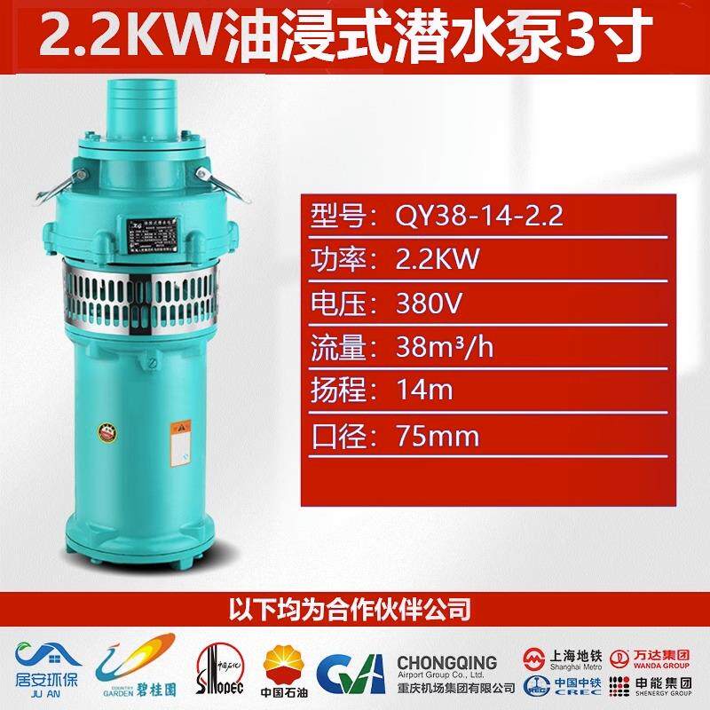 新款QY油浸式潜水泵380V农田灌溉11千瓦15kw三相6寸8高扬包邮