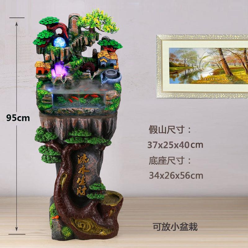 新款假山流水喷泉家用小型生态景观鱼缸自循环水客厅电视柜创包邮
