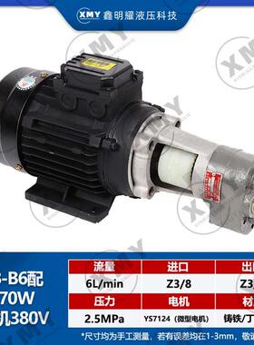 全新CB-B6/B10/B4/B2.5齿轮泵液压油泵电机组370W/550W润滑油包邮