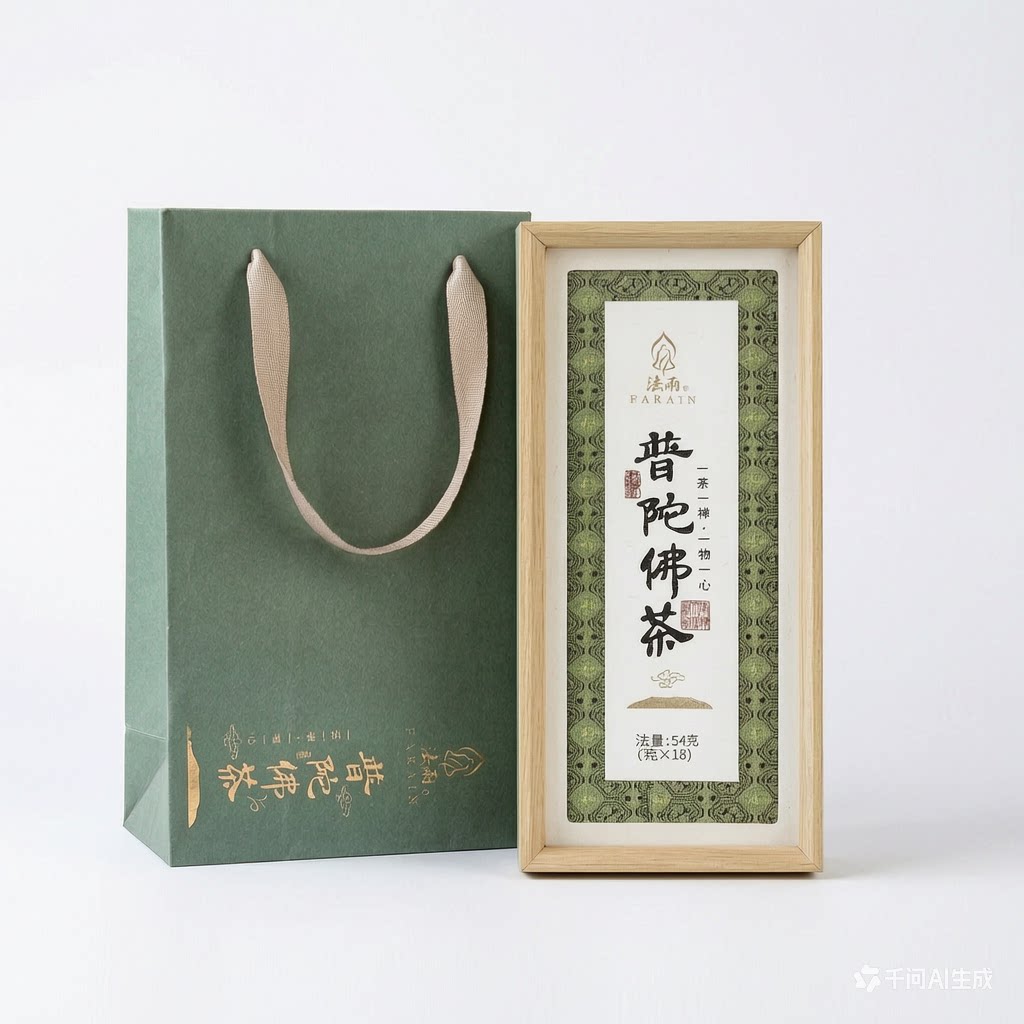 普陀山佛茶礼盒装54克明前春茶嫩芽新茶特级法雨 绿茶罐装茶法雨