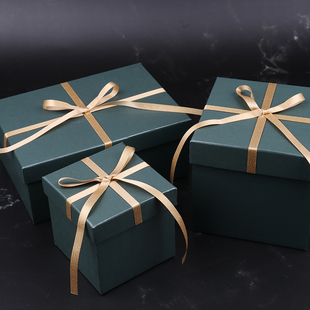 墨绿色礼品盒圣诞礼物盒高端礼盒森系包装盒正方形空盒伴手礼盒子
