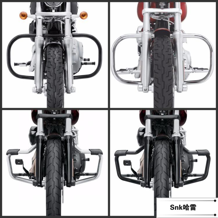 哈雷原厂17前戴纳街霸肥霸改装镀铬前保险杠 路威远翔黑色前护杠