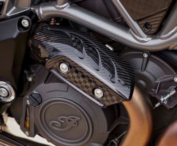 适用印第安FTR改装原厂碳纤维排气前段隔热板Carborn定制碳纤盖板