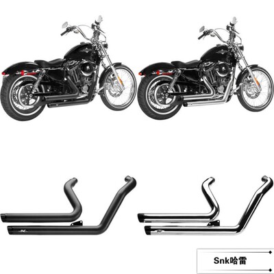 14年后哈雷883改装美国进口MF全段镀铬炸街排气 运动者黑色排气筒