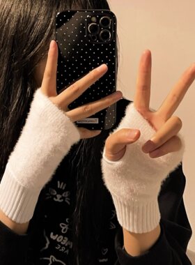 手套女冬季2026新款保暖半指手套