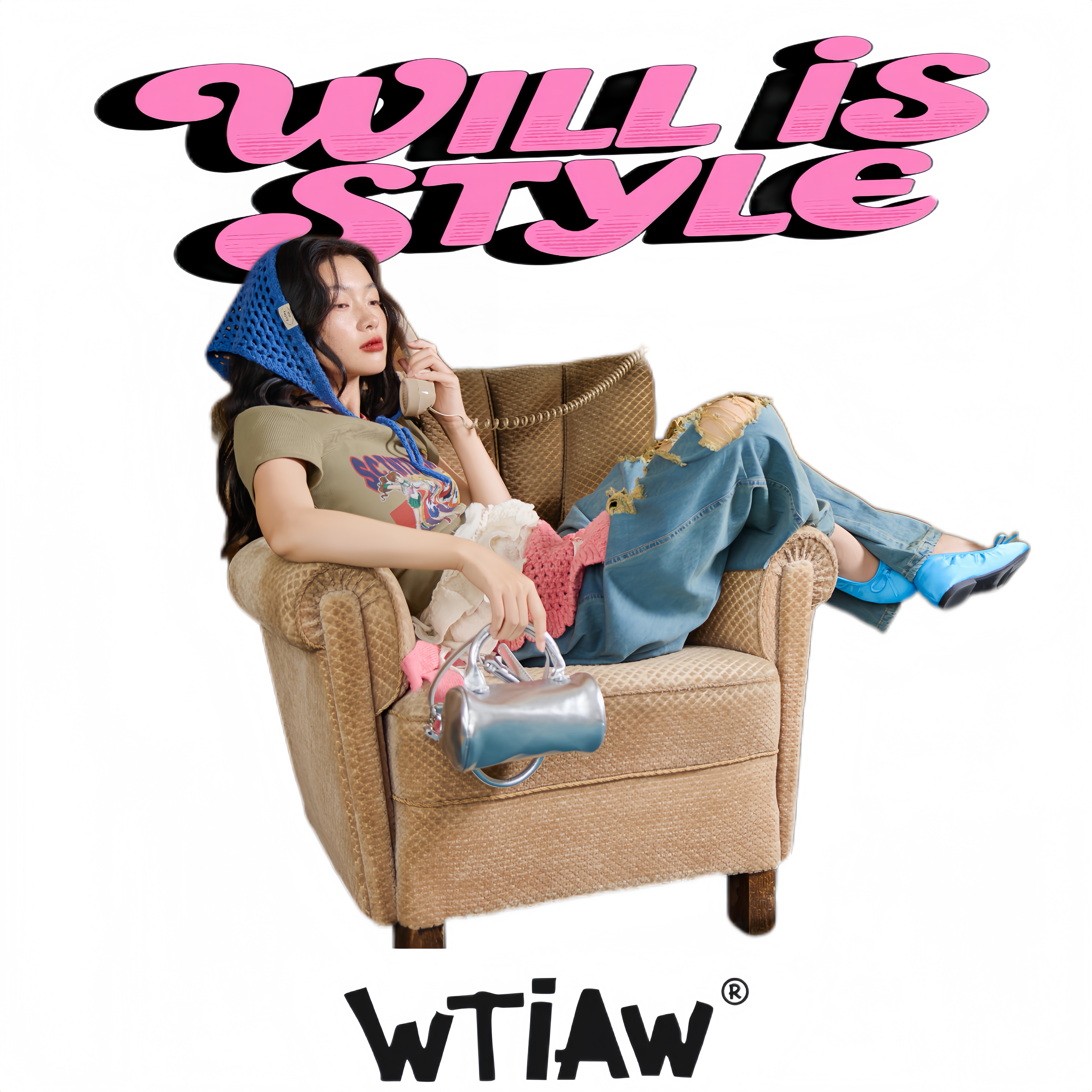 WTIAW2025YS美少女螺纹撞色T