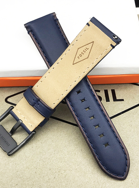现货FOSSIL化石真皮表带22MM通用深蓝色表带适合FS5061手表配件