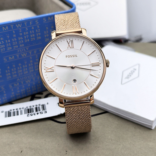 FOSSIL手表不锈钢玫瑰金简约休闲时尚罗玛刻度石英表日历防水女表