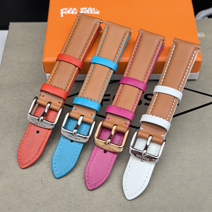 FOSSIL表带真皮棕色时尚拼色18MM通用快拆针扣女士手表配件