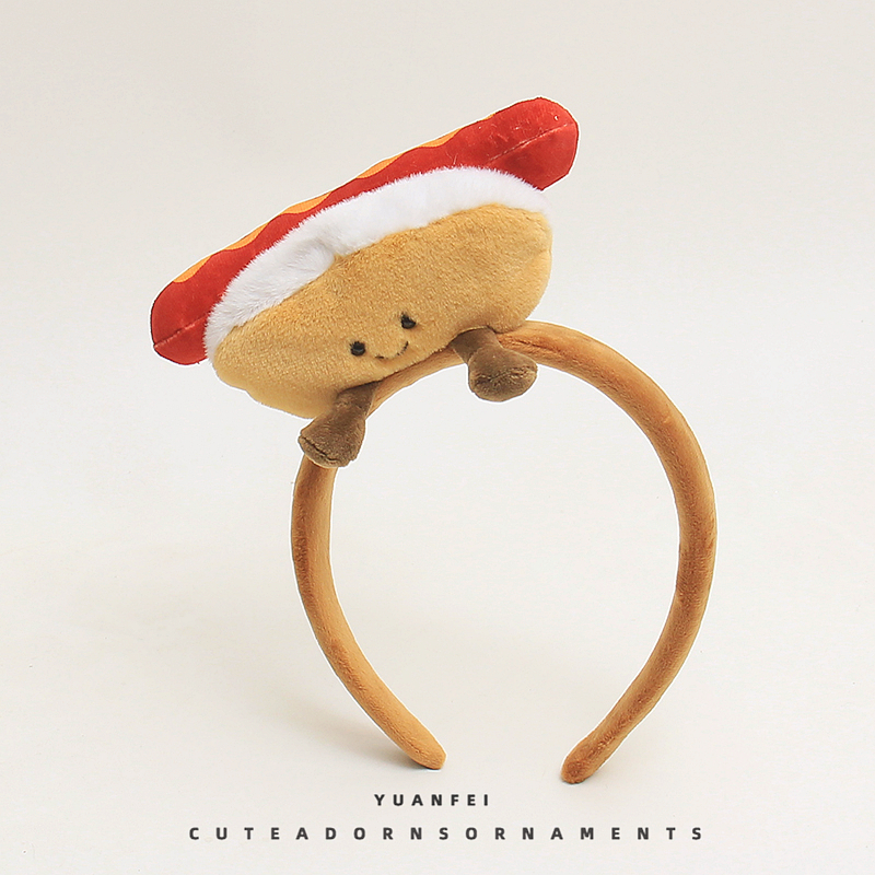 创意汉堡热狗发箍可爱面包头饰卡通趣味食物搞怪头箍活动拍照发卡