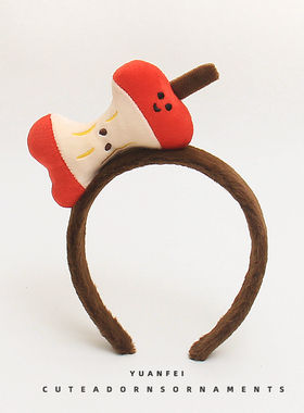 咬一口苹果~创意苹果核发箍可爱水果头饰搞怪拍照发卡女卖萌头箍