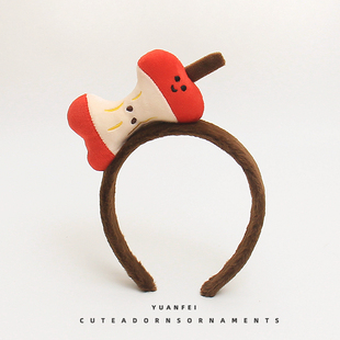 咬一口苹果 创意苹果核发箍可爱水果头饰搞怪拍照发卡女卖萌头箍