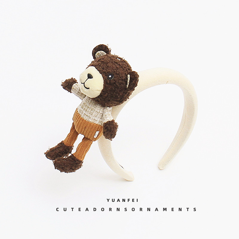 毛绒小熊发箍可爱网红拍照洗脸面膜发卡甜美直播卡通头饰少女头箍