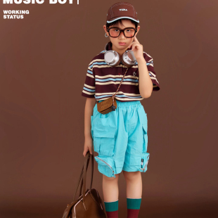 77儿童摄影服装7-8岁男童新款条纹系列影楼拍照主题鞋子艺术照