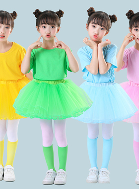六一儿童演出服蓬蓬纱裙幼儿园女童绿色糖果色小学生合唱表演服装