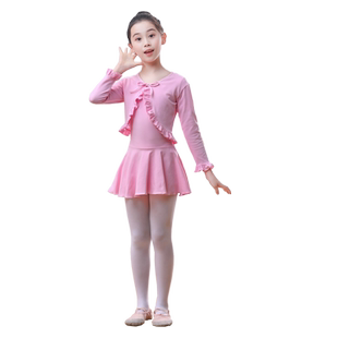 舞蹈服儿童女秋冬套装练功服长袖加绒加厚芭蕾舞裙少儿跳中国舞裙
