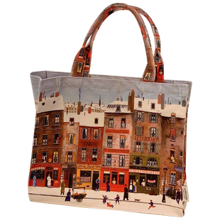 ANDCICI@法国小镇~油画包~带拉链帆布包通勤手提单肩包书包托特包