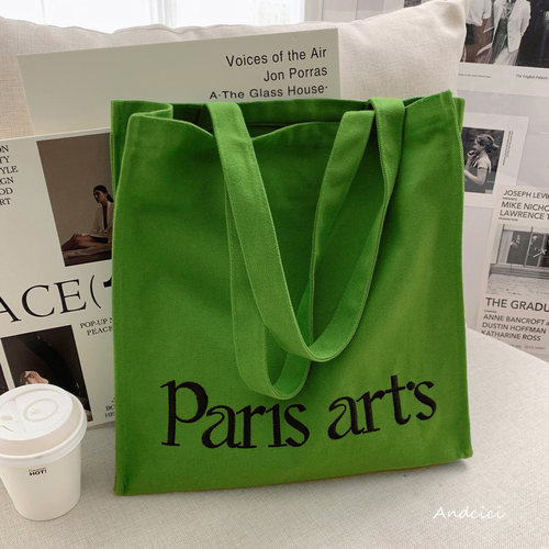 巴黎设计师@刺绣拉链帆布包