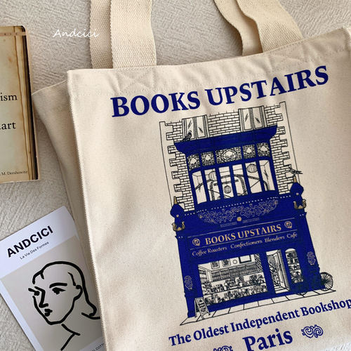 法国书店烫金复古帆布袋