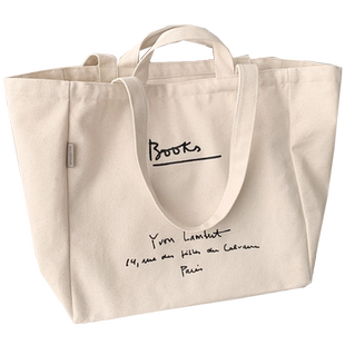 ANDCICI@法式巴黎书店文艺复古帆布袋单肩包大购物袋男女学生书包