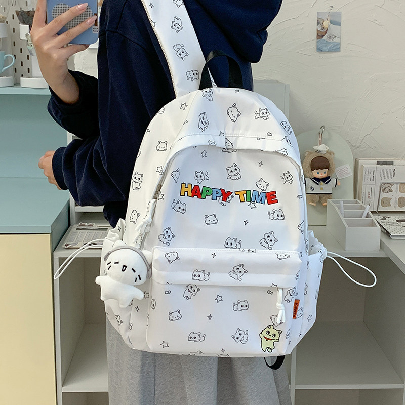 可爱kt猫卡通双肩包女款尼龙包大容量卡通印花书包高颜值轻便背包