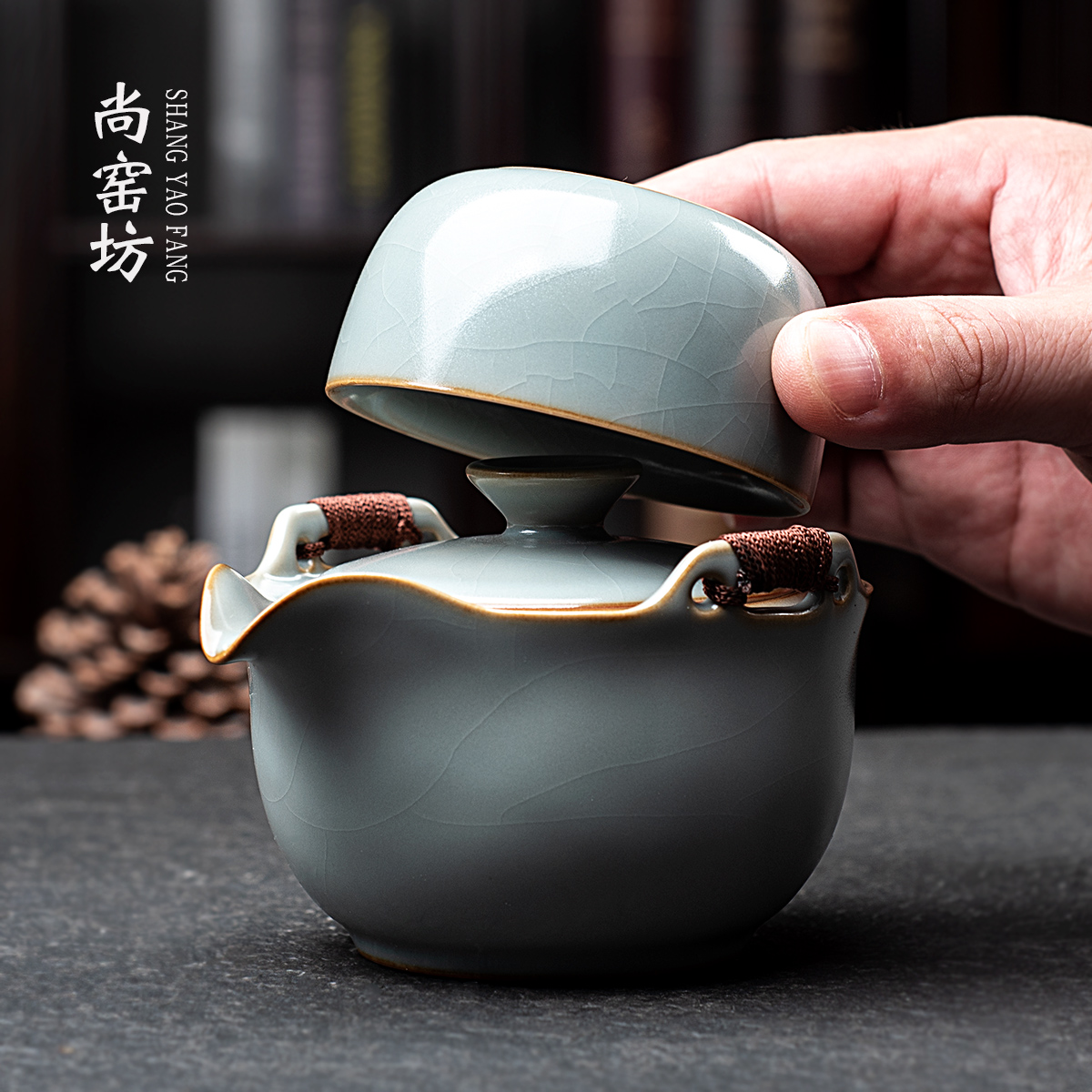 汝窑快客杯复古开片不烫手茶具