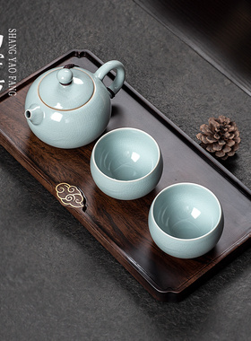 汝窑西施壶家用一壶两杯二人茶具陶瓷高端2人中式泡茶具茶壶套装