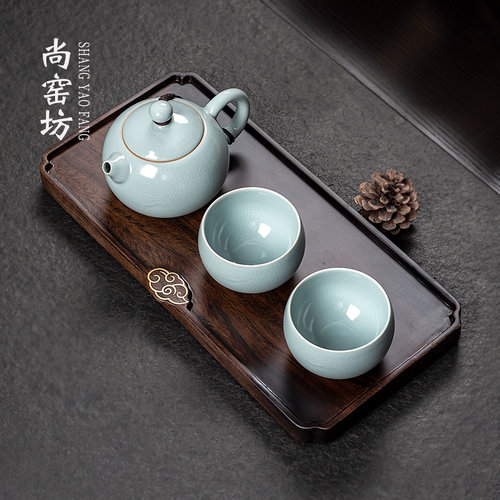 汝窑功夫茶具小套开片可养泡茶壶