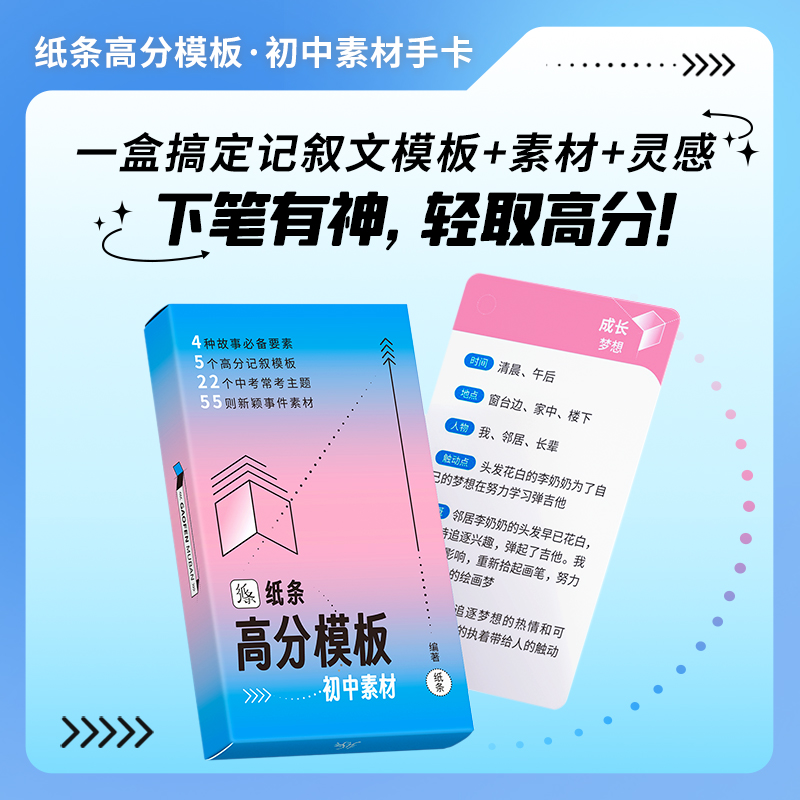 作文纸条初中素材高分模板手卡2024中考语文作文素材速记速背手卡 书籍/杂志/报纸 中学教辅 原图主图