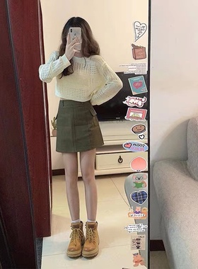 早秋季盐系穿搭小个子炸街设计感小众气质上衣短裙辣妹两件套装女