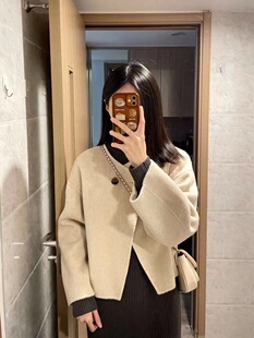 小香风毛呢外套女秋冬新款韩版显瘦短款加厚双面呢羊毛高级感大衣